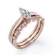 thumbnail image 4 of JeenMata Juego de Pavé de 2 Puntas - Corte Marquesa 1,25 ct - Filigrana Milgrain Art Déco - Anillo de Compromiso Solitario - Juego de Trío de Anillos Nupciales - Baño de Oro Rosa 18 K sobre Plata, 4 of 6