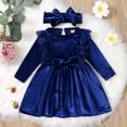 thumbnail image 3 of IDOPIP Toddler Girl Vintage Velvet Dress Wedding Christmas Party Dress Long Sleeve Fall Winter Clothes, 3 of 7