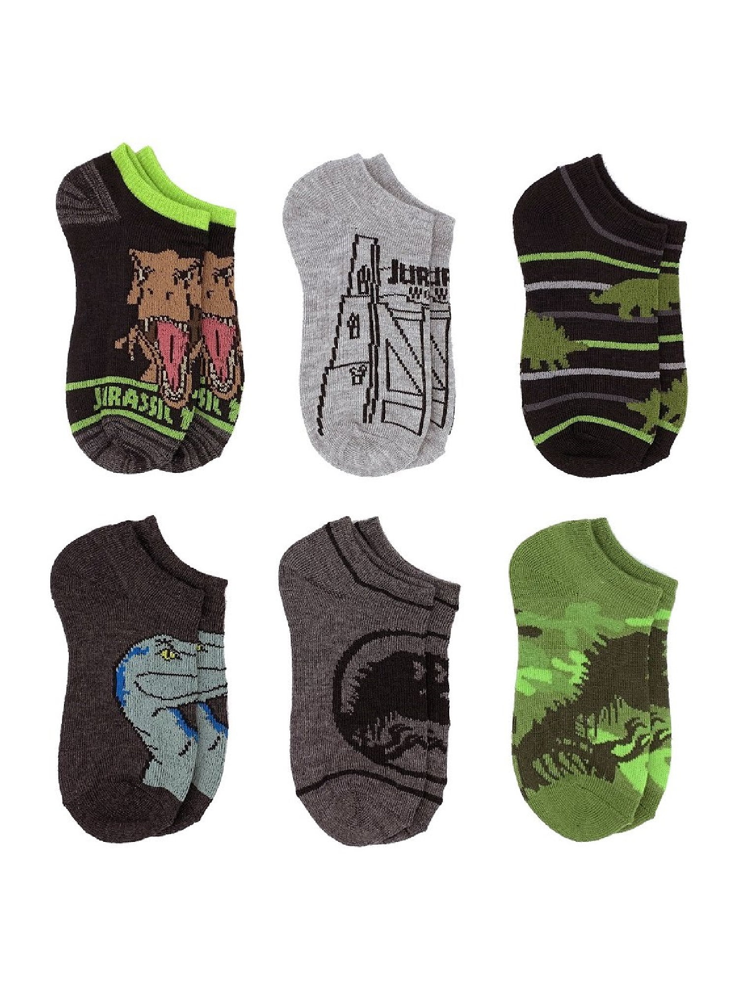 Jurassic World, Boys No-Show Socks, 6-Pack, Sizes S-L