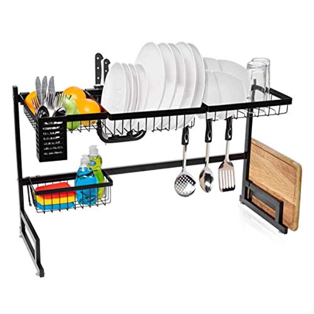 Teraves Over Sink Dish Drying Rack Large Two Tier Vertical, Compact