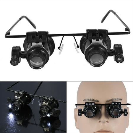 20X Watch Magnifier Jeweler Magnifying Eye Glasses Lens Repair LED Light