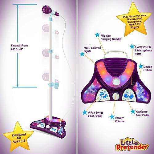 Blue as described Baoblaze Kids Karaoke Machine with Two Microphones and Stand,Music Function & Flashing Lights 