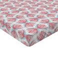 thumbnail image 4 of Ambesonne Bohemian Fitted Sheet, Bow Like Lines Abstract, Queen Size, Coral and Sky Blue, 4 of 5