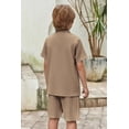 thumbnail image 6 of Arshiner Boys Summer Beach Outfits 2 Piece Casual Button Down Shirt and Shorts Set Vacation Texture Sets, 6 of 7