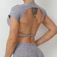thumbnail image 5 of Top corto con Cruz hueca para mujer, camiseta de manga corta para Yoga con almohadillas, camisetas de entrenamiento para Fitness, ropa de gimnasio, camisetas para correr, 5 of 5