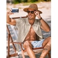 thumbnail image 2 of COOFANDY Mens Knit Button Down Shirt Short Sleeve Casual Polo Shirts Vintage Summer Beach Shirts Coffee, 2 of 5