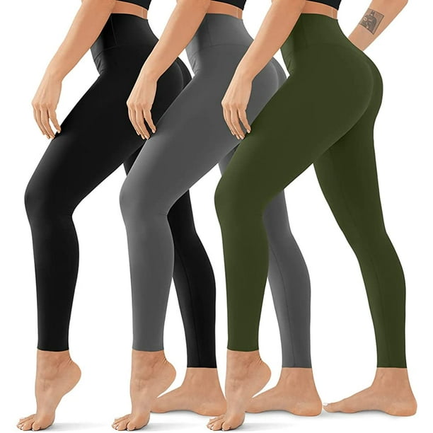 3 Pack Leggings for Women Tummy Control High Waisted No See