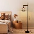 thumbnail image 3 of Retro Floor Lamp Without Bulb Smart Standing Lamp w/Rattan Lampshade for Bedroom Living Room, 3 of 17