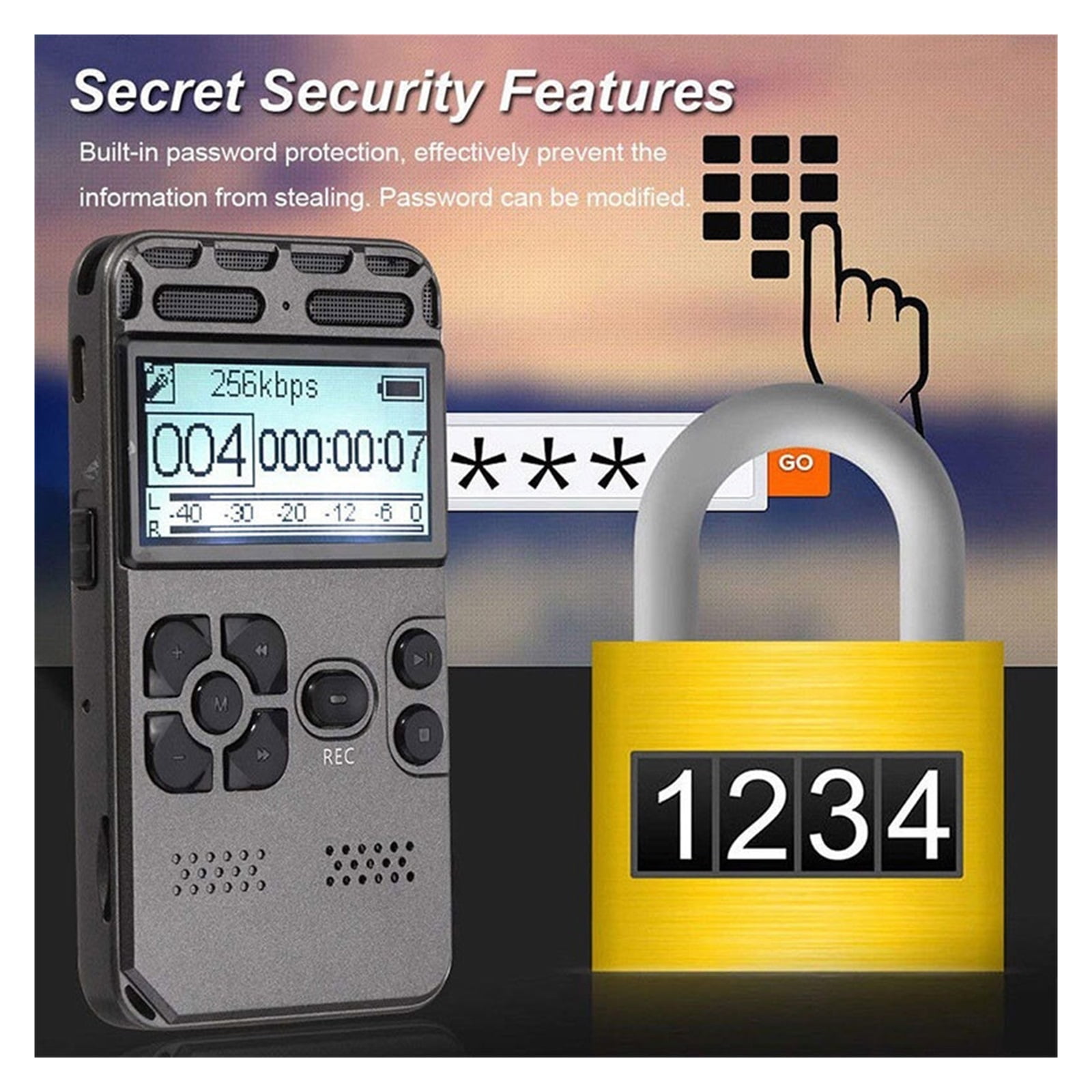 Digital Voice Recorder Recording Dictaphone MP3 LED Display Voice Activated Support Expansion