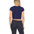thumbnail image 4 of Women's Short Sleeve Stretch Lightweight Round Neck Solid Cropped Top T-Shirt, 4 of 5