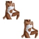thumbnail image 3 of Jumpingount Bikinis de mujer Elástico Sexy Girls Ladies Color sólido Beach Pool Party Natación Traje de baño Traje de baño Accesorios Blanco Blanco S 2piezas, 3 of 6