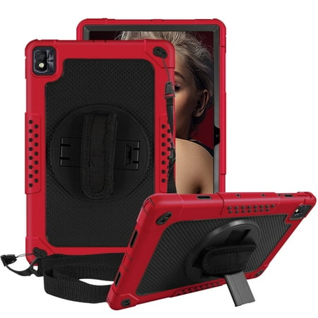 FIEWESEY for TCL TABMAX 10.4 Inch Tablet Case,Heavy-Duty Shockproof Kids Friendly Hybrid Rugged Protective Case for Nokia T20/Nokia T21/TCL Tab Pro 5G 9198S/VASTKING KingPad M10 Tablet(Red/Black)