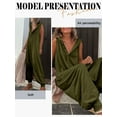 thumbnail image 3 of STARVNC Women Button Up Sleeveless Ankle-Tied Front Pocket Hooded Jumpsuit, 3 of 6