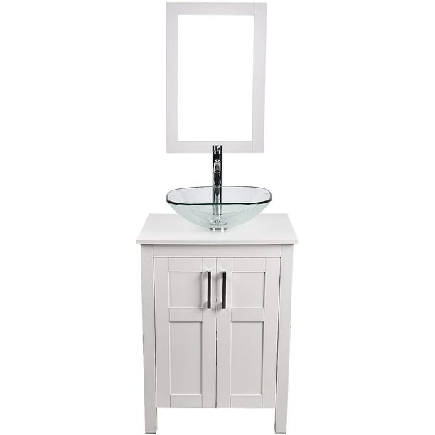 24 Inch White Bathroom Vanity And Sink, What Size Bathroom Mirror For 24 Inch Vanity