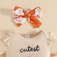 thumbnail image 4 of mgoYE Basketball Baby Girl Outfit Newborn Basketball Bow Short Sleeve Romper Flare Pants Headband Set 3Pcs Summer Outfits(Beige,6-12 Months), 4 of 7