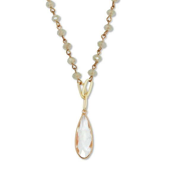 Crystal Pendant Goldtone Drop Necklace 18-inch plus 2.5-inch extension