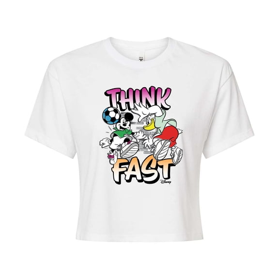 Disney - Think Fast  - Juniors Cropped Cotton Blend T-Shirt