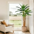 thumbnail image 4 of Artificial Banana Tree, 6 ft Faux Banana Tree with Grey Planter, Artificial Plants with 21 Faux Banana Leaves Plant for Home Office Decor, 4 of 7
