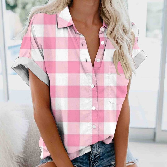 Blouse à Manches Courtes Imprimée Décontractée Régulière pour Femmes