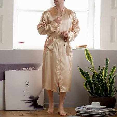 

Fashion Men Comfort Satin Kimono Silk Bathrobe Pajamas Sleepwear Robe Nightwear