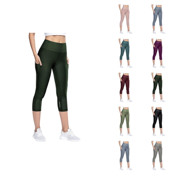 Capri Leggings for Women Elastic High Waist Slim Fit Quick Drying Stretchy Workout Yoga Pants Capris with Pockets