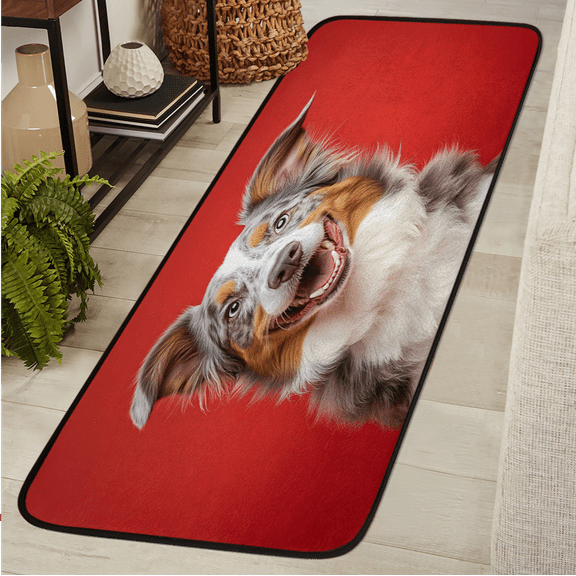 CURLYOOT Cool Dog Animal Puppy Runner Rug 2'x6' Washable Kitchen Runner Rug Indoor Non Slip Laundry Rugs Floor Carpet for Hallway Kitchen Entryway Bedroom Living Room