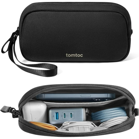 tomtoc Electronics Organizer Travel Case, Water Resistant Travel Bag Cable Organizer for Essentials, Tech Pouch Accessories Carry Storage for Cord, Phone, Cables, Airpods, USB Flash Drive