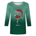 thumbnail image 3 of Camisetas de Manga Larga de las Mujeres Imprimir Navidad Cuello Redondo 3/4 Manga Suéter, Top Casual para las Vacaciones, 3 of 3