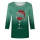 thumbnail image 3 of Camisetas de Manga Larga de las Mujeres Imprimir Navidad Cuello Redondo 3/4 Manga Suéter, Top Casual para las Vacaciones, 3 of 3