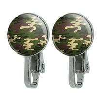 Green Camouflage Novelty Clip-On Stud Earrings