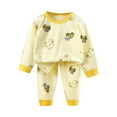 thumbnail image 3 of HCNTES Toddler Baby Boy Clothes Boy Fall Winter Outfit Long Sleeve Letter Sweatshirt Plaid Jogger Pants Set(12-18 Months,Light Yellow#5), 3 of 3