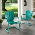 thumbnail image 2 of Crosley Furniture Ridgeland Chaise de Patio en Métal Turquoise (Ensemble de 2), 2 of 11
