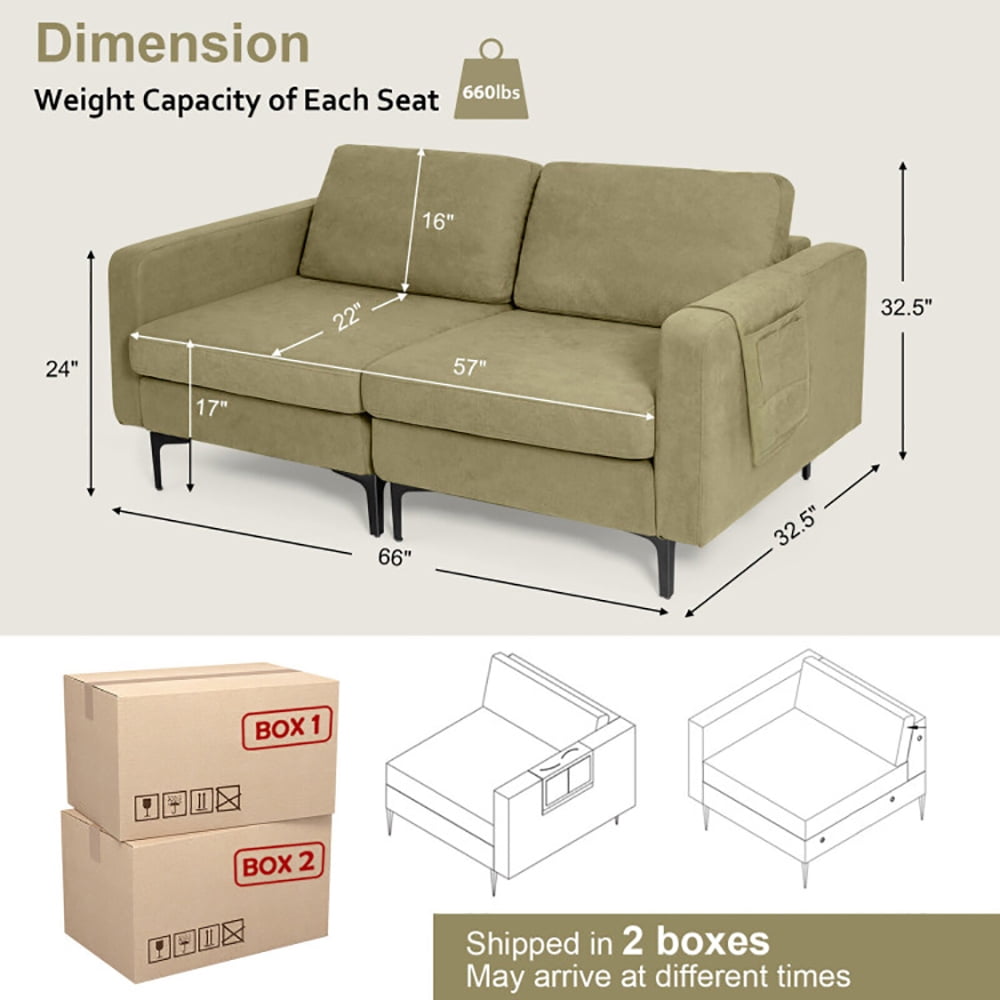 Finihen Loveseat Sofa, Modern Loveseat Sofa Couch with Side Storage Pocket and Sponged Padded Seat Cushions, for Living Room, Bedroom, Green Finihen Loveseat Sofa, Modern Loveseat Sofa Couch with Side Storage Pocket and Sponged Padded Seat Cushions, for Living Room, Bedroom, Green