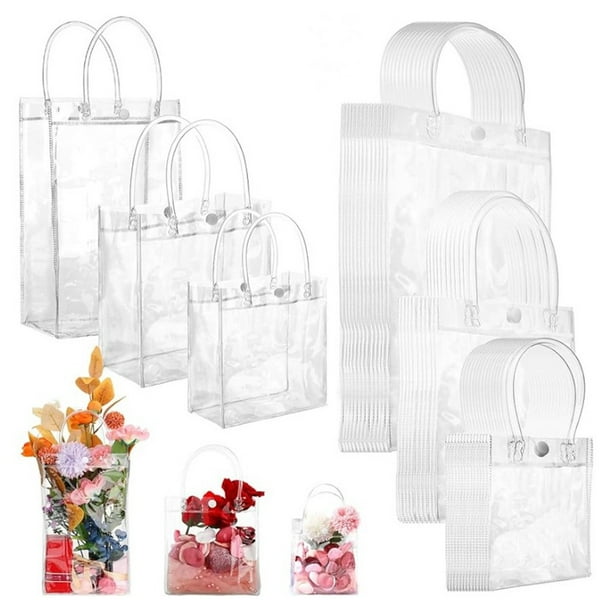 5 Pcs Reusable Clear PVC Plastic Tote Bag with Clear Handle Beautiful Gift Bag Walmart