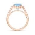 thumbnail image 2 of ANGARA Natural Cushion 1.95 ct Aquamarine Ring with Floral Halo in 14K Rose Gold for Women (Size-8mm) | March Birthstone, Birthday, Anniversary, Jewelry Gift for Women | Natural Aquamarine Ring, 2 of 9