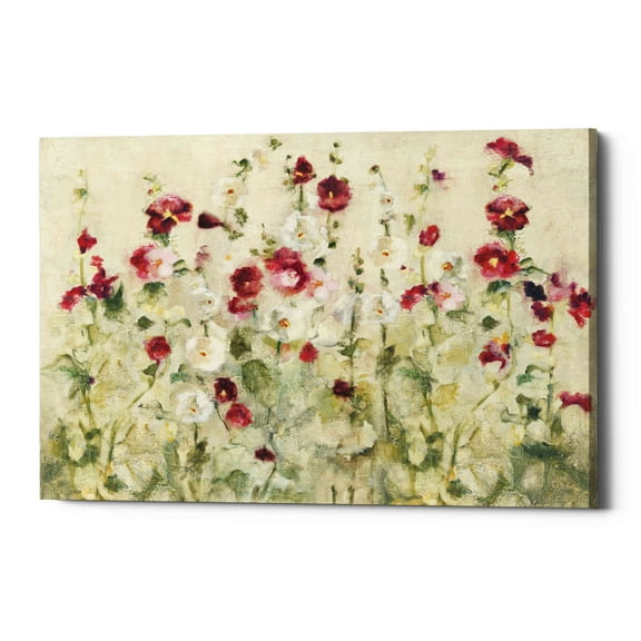 Epic Graffiti 'Hollyhocks Row Cool' by Cheri Blum, Canvas Wall Art, 18"x12"