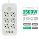 thumbnail image 4 of Multi Tap Socket 6AC AC100-250V Outlets Extension Cable 2500W Power Outlet Electrical Receptacle with EU Plug for Home, 4 of 5