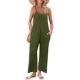thumbnail image 2 of Ekouaer Jumpsuits for Women Loose Sleeveless Adjustable Spaghetti Strap Romper Stretchy Wide Leg Pants Outfits with Pockets, 2 of 6