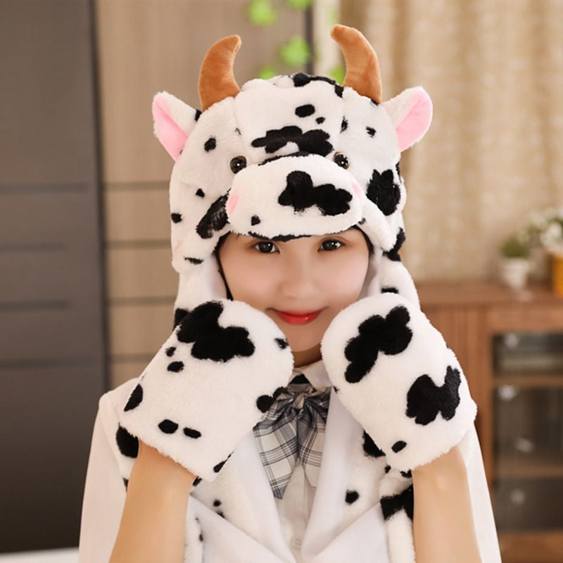 SpecialYou Plush Animal Hat Cow Ear Moving Jumping Hats Soft Warm Winter Headwear for Kids Girl Boy Cosplay Christmas Party Holiday Hat