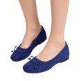 thumbnail image 2 of Domuza Womens Bowknot Ballet Flats Pointy Toe Casual Flat Shoes Suede Dressy Wear to Work Slip-Ons Moccasins Loafers summer Royal Blue 8（EU-40）, 2 of 5