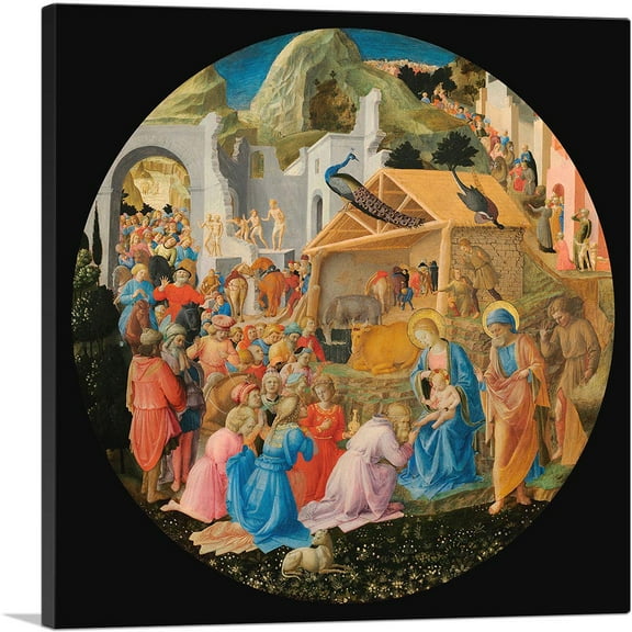 ARTCANVAS Adoration Of The Magi 1445 Canvas Art Print by Fra Angelico - Size: 18" x 18" (0.75" Deep)