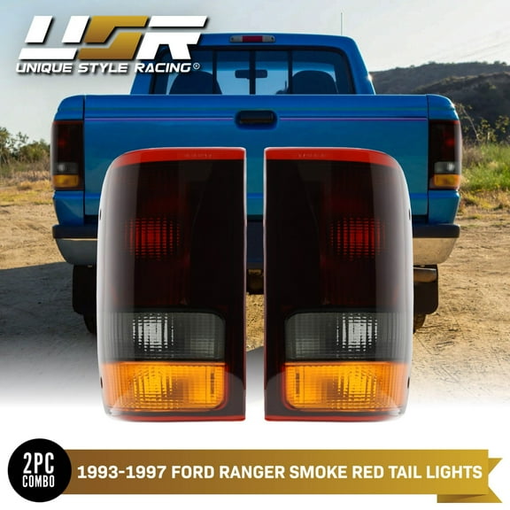 RED SMOKE Rear Tail Lights Lamps L R Set For 1993-1997 Ford Ranger Pickup Truck