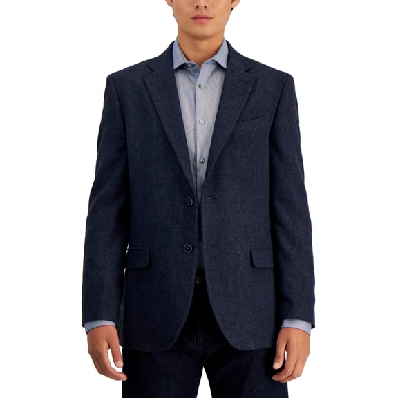 Nautica Men's Modern Fit Solid Herringbone Tweed Sport Coat Blazer Navy Blue 44R