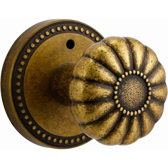 Antique Brass Door Knobs Interior Privacy Door Knob with Lock for Bedroom and Bathroom,Zinc Alloy 1 Pack