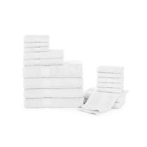 Ample Decor Luxury Bathroom Towel Set of 18 - 4 Hand Towel, 4 Bath Towel, 10 Wash Cloths - White