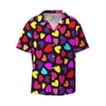 thumbnail image 5 of Daiia Colorful Hearts Men's Linen Shirts Short Sleeve Casual Shirts Button Down Shirt for Men Beach Summer Wedding Shirt-Medium, 5 of 6