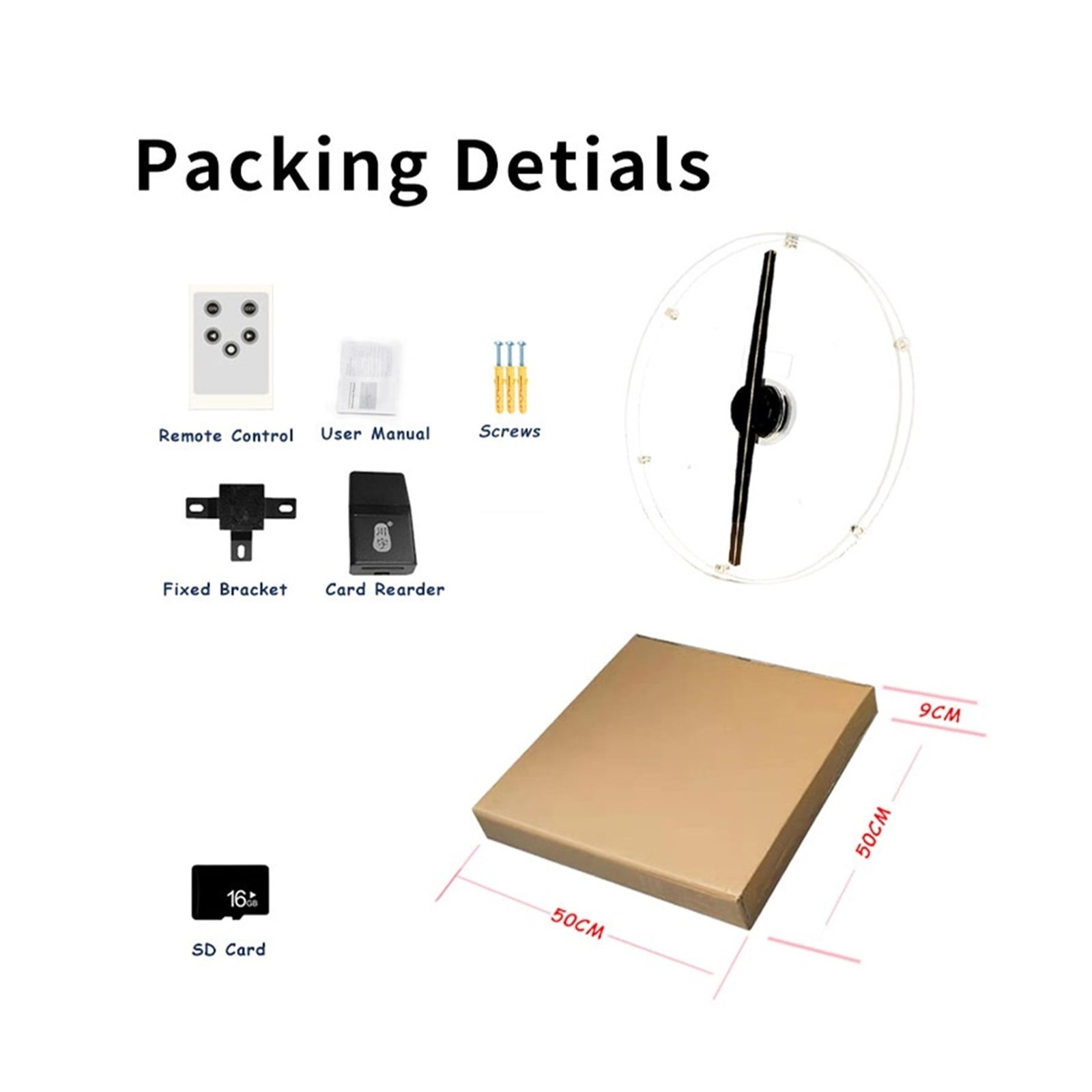 42CM 3D Hologram Projector With Protective Cover 3D Led Holographic Company Logo Advertising Projector Fan For Party Decoration ,Versatile And Practical