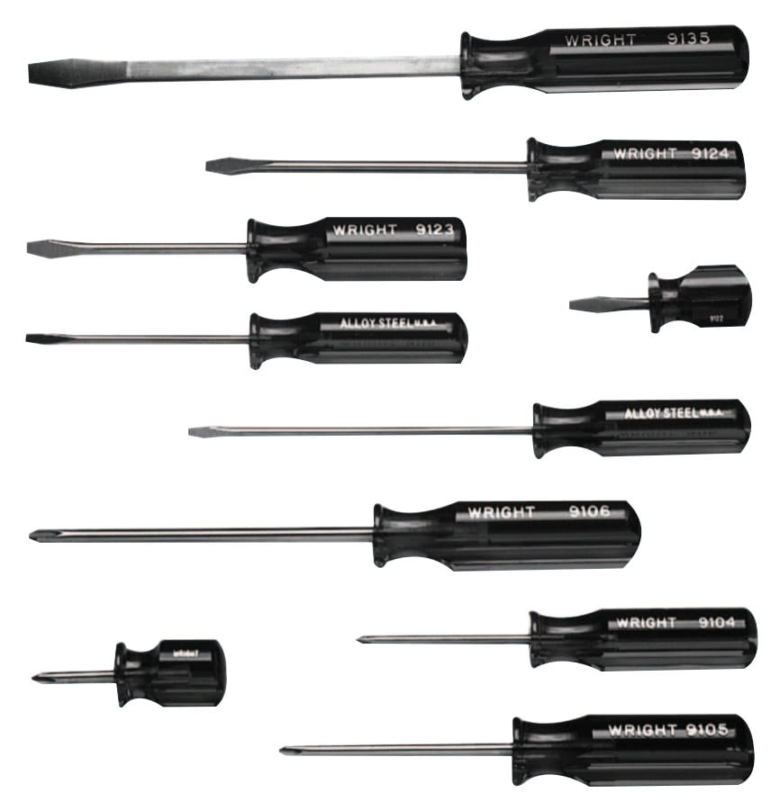 Wright Tool 10 Pc. Screwdriver Sets, Phillips; Slotted