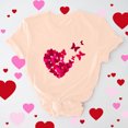 thumbnail image 1 of Meichang T-Shirts de la Saint-Valentin pour Femmes Imprimé Cœur Manches Courtes Col Rond Pull Ample Décontracté Tops de Vacances, 1 of 6