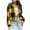 Yellow, variant on cllios Women's Fleece Plaid Jacket Coats Fuzzy Button Down Lapel Sherpa Shacket Fluffy Cropped Coat Outwear with Pockets Daily